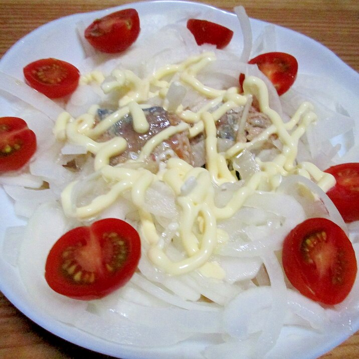 サバの水煮缶と玉ねぎのサラダ